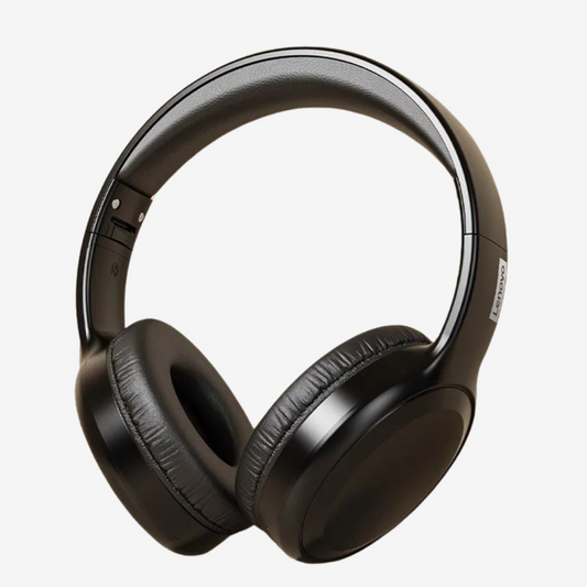 Lenovo TH30 Wireless Headphones - Black: Bluetooth 5.3, Foldable Gaming Headset with Mic and Music Earbuds