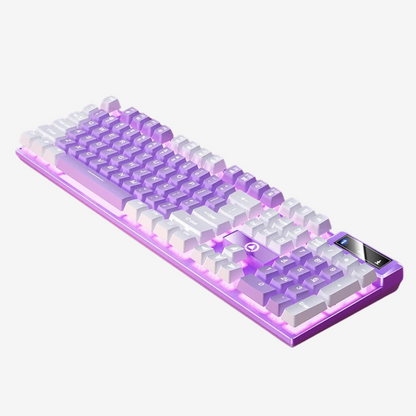 Mechanical Gaming Keyboard K500 Pink: 104 Keys, Mixed Color White/Pink Keycaps, for Laptop PC