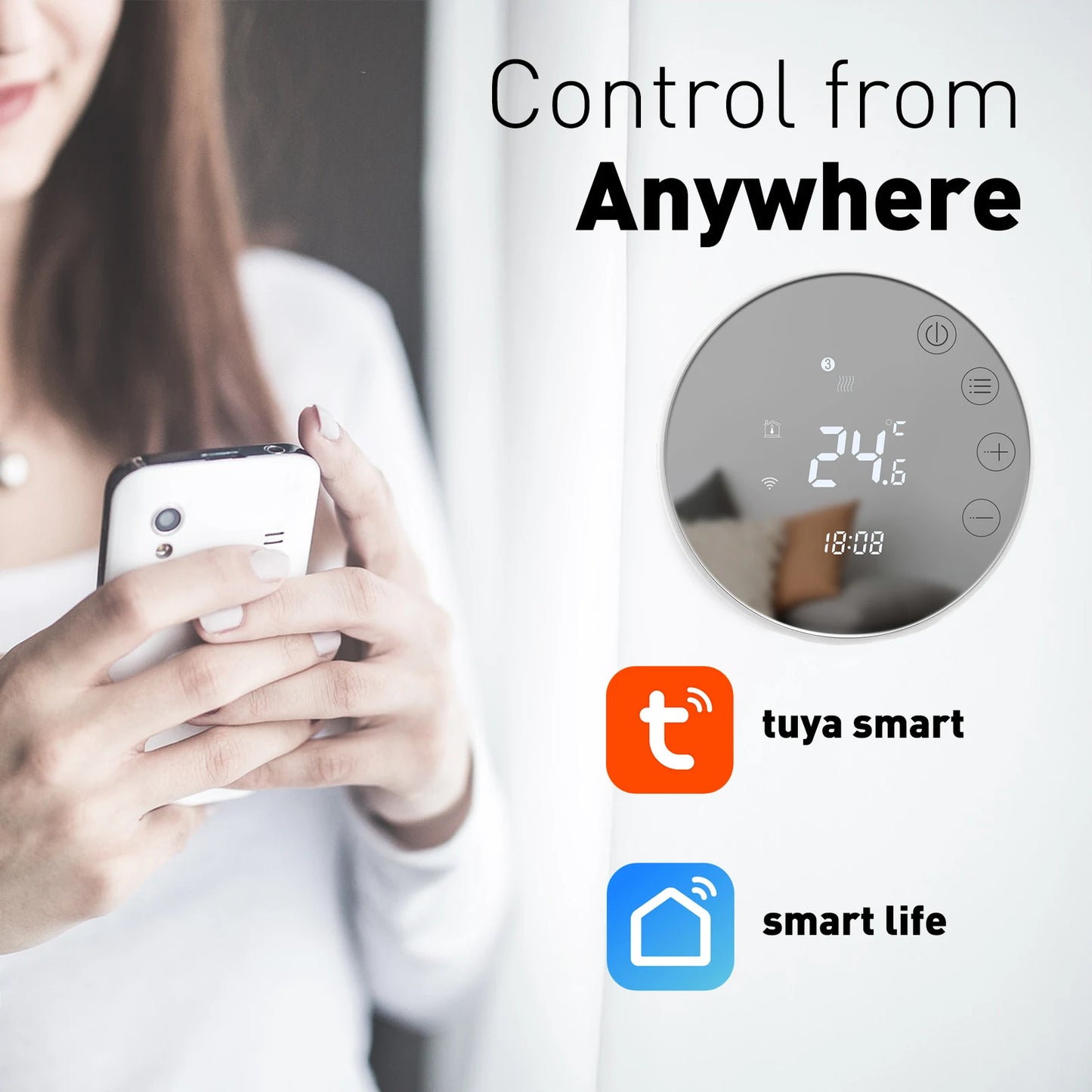 Smart WiFi Thermostat: LCD Touch Screen, Energy Saving Thermostat, Gas Boiler Heating, Compatible with Alexa