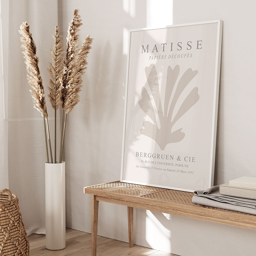 🎨 Sophisticated Abstract Matisse Coral Leaf Flower Posters 🖼️🌿🌸