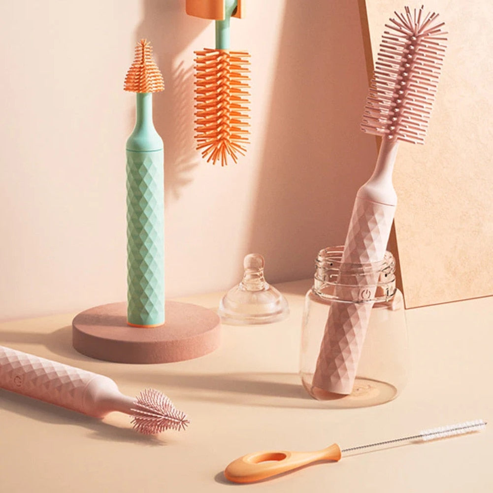 360 Rotating Bottle Cleaner Brush Set 🌀