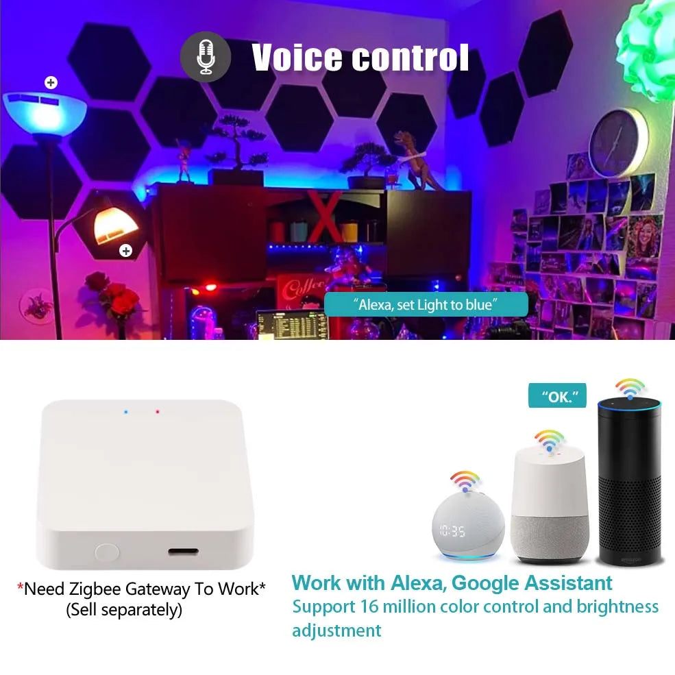 voice controlled lighting, works with alexa and google assistant