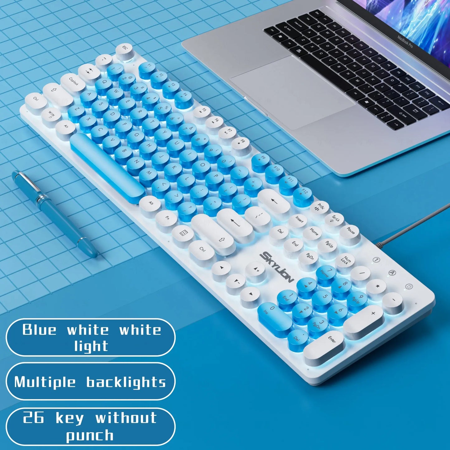 🌈 Mechanical Keyboard Wired 104 Keys | Colorful Lighting for Gaming and Office | Windows & iOS Compatible 🖱️⌨️